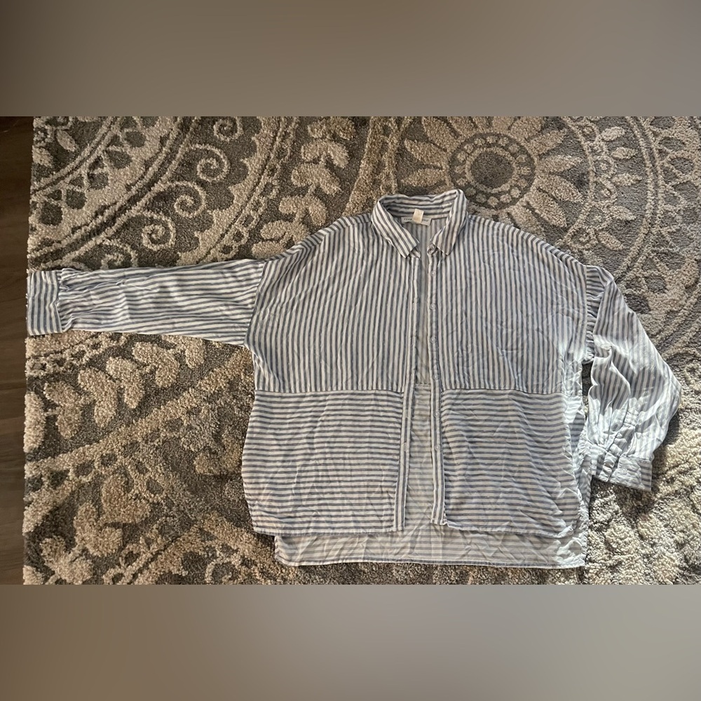 Floral & Vine  button down shirt long sleeve striped blouse womens size XL.